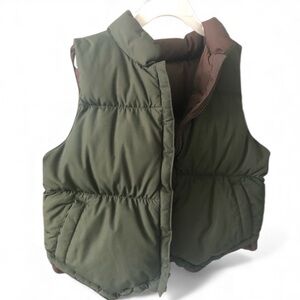 One Kid Goose Down Reversible Colors Brown & Deep Khaki Green Boys Sz. 7